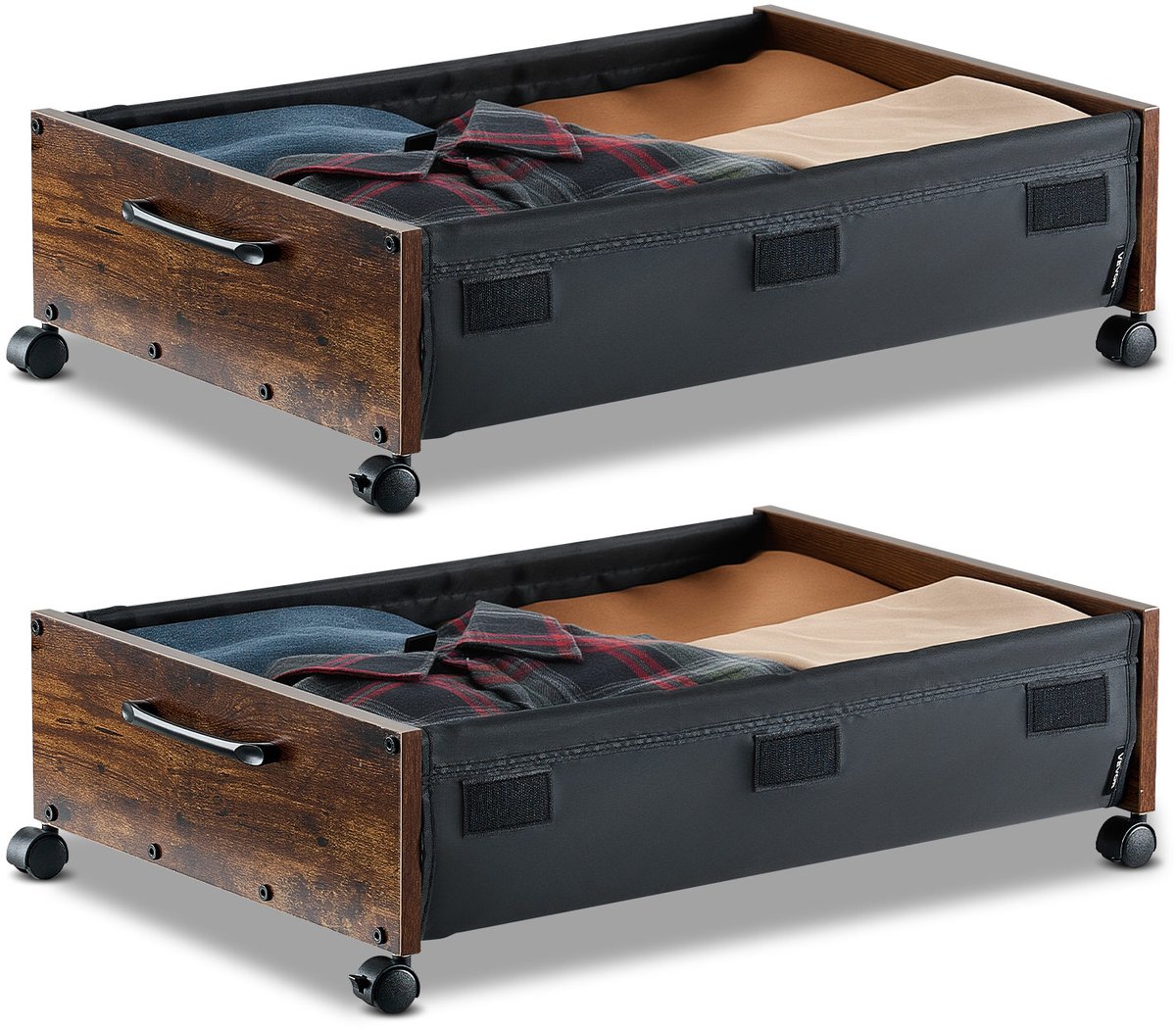 VEVOR Onderbed Ladekast Onderbed Opbergbox 65x46x18cm 2 stuks Opbergdoos