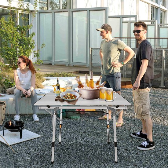 Aufun Kampeertafel Klaptafel 90x52x45cm - Opvouwbare Tafel met Aluminium Frame - Voor Kamperen en Balkon - Zilver — afbeelding 4
