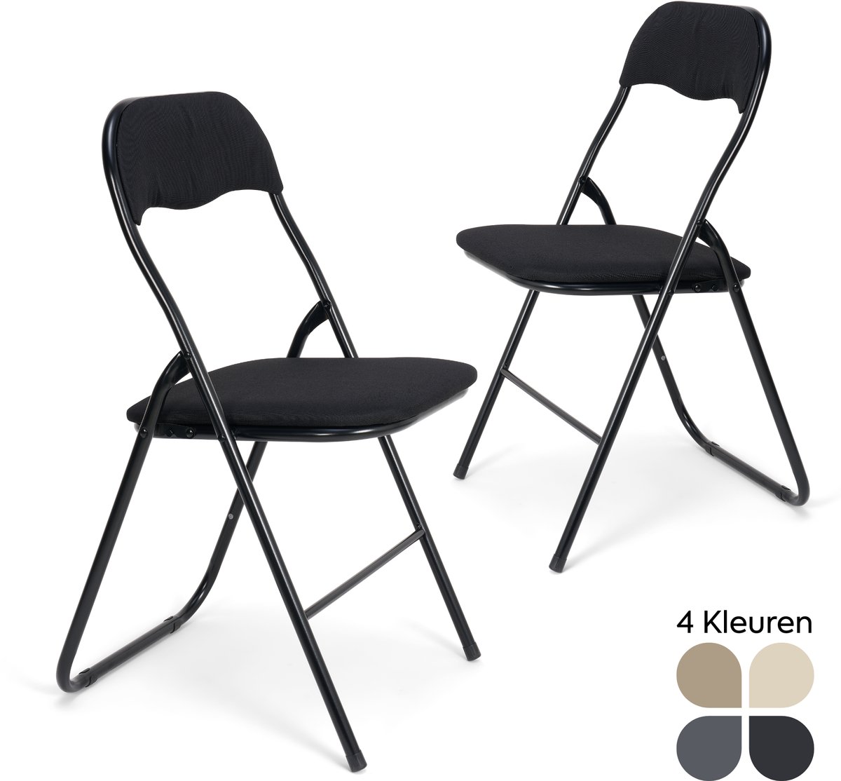 Trendy Meije® Nova Klapstoelen Set van 2 - Zwart - Linnen - Inklapbaar - Zithoogte 45 cm - Opvouwbare Stoelen - Vouwstoel