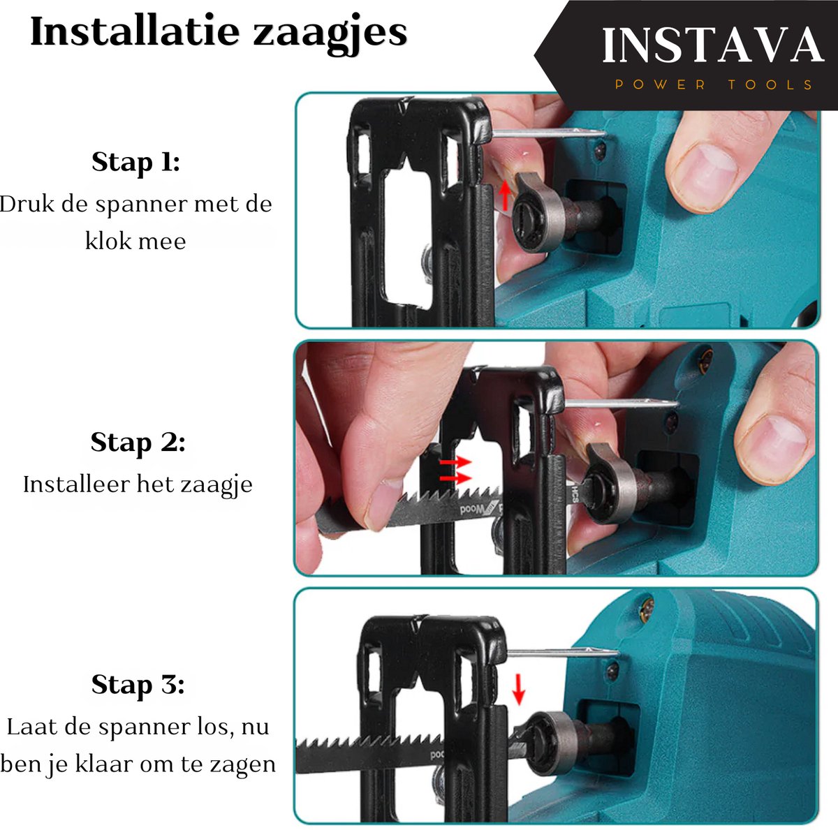 Instava® Decoupeerzaag Accu 18V – Incl. 2 Accu’s – Met Laser & LED – Decoupeerzaag Set – Geschikt voor Makita LXT – Incl. Zaagbladen – Draadloos – foto 6