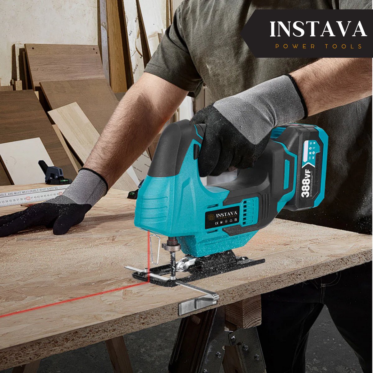 Instava® Decoupeerzaag Accu 18V – Incl. 2 Accu’s – Met Laser & LED – Decoupeerzaag Set – Geschikt voor Makita LXT – Incl. Zaagbladen – Draadloos – foto 3
