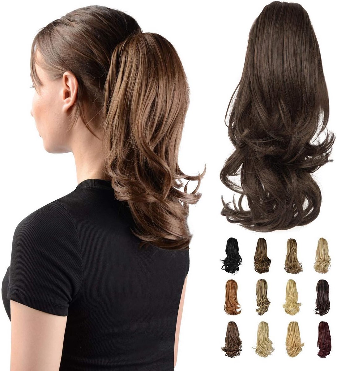 Krullende Paardenstaart Extensions met Klauw Clip 33 cm Synthetisch Haarstuk