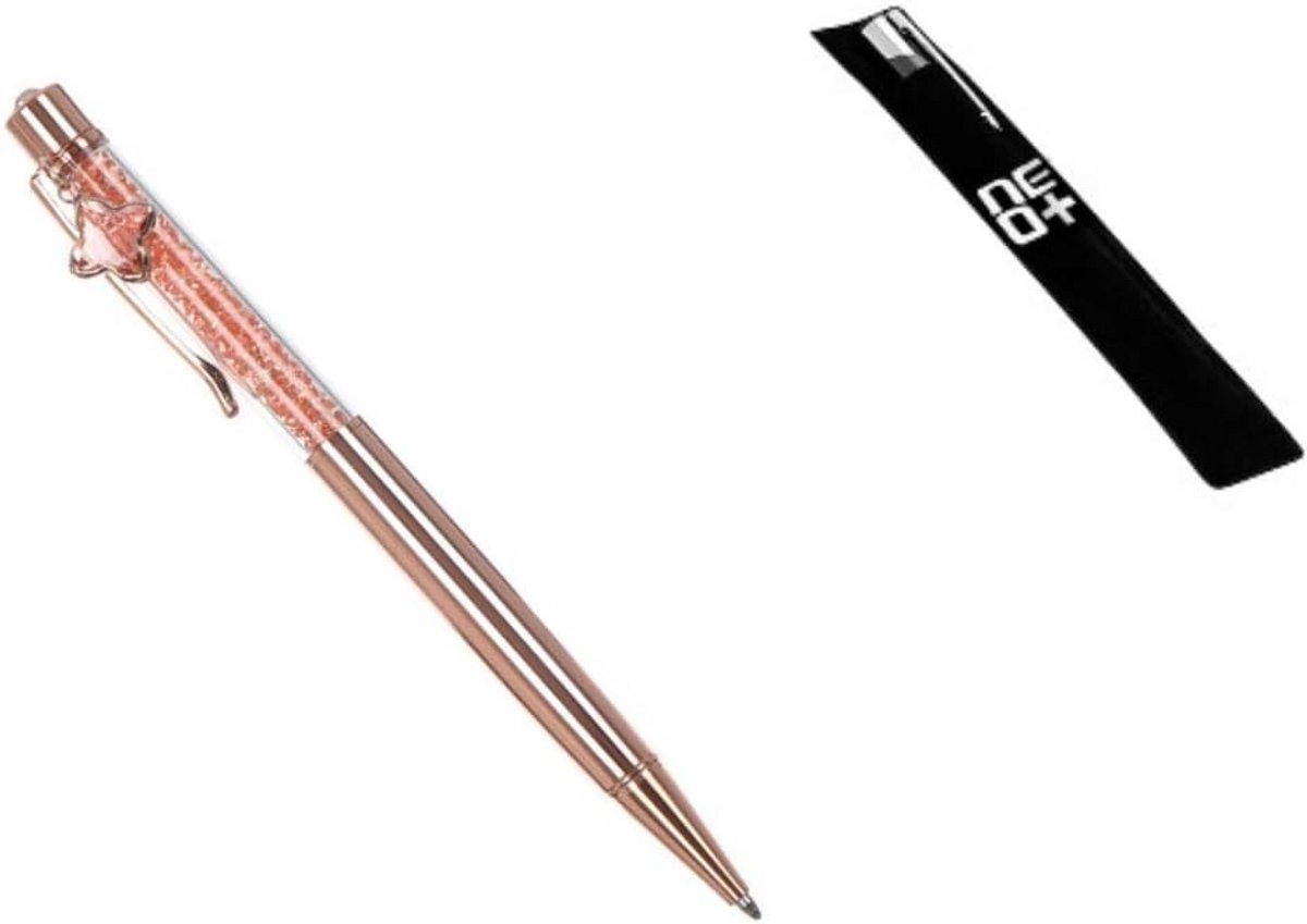 Fonkelende Balpen met Kristallen, Inclusief Vulling en Hoes – Rosegold