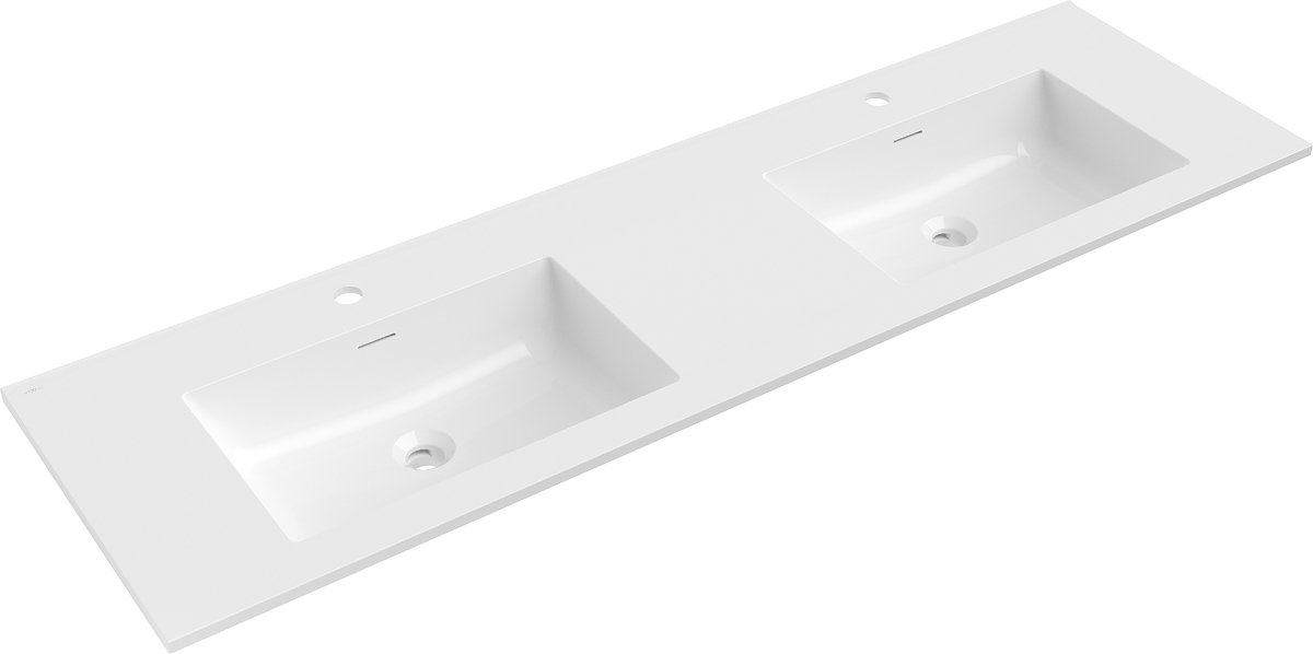 Mexen Otis ingebouwde dubbele wastafel 161 x 46,5 cm, glanzend wit - 25181600D