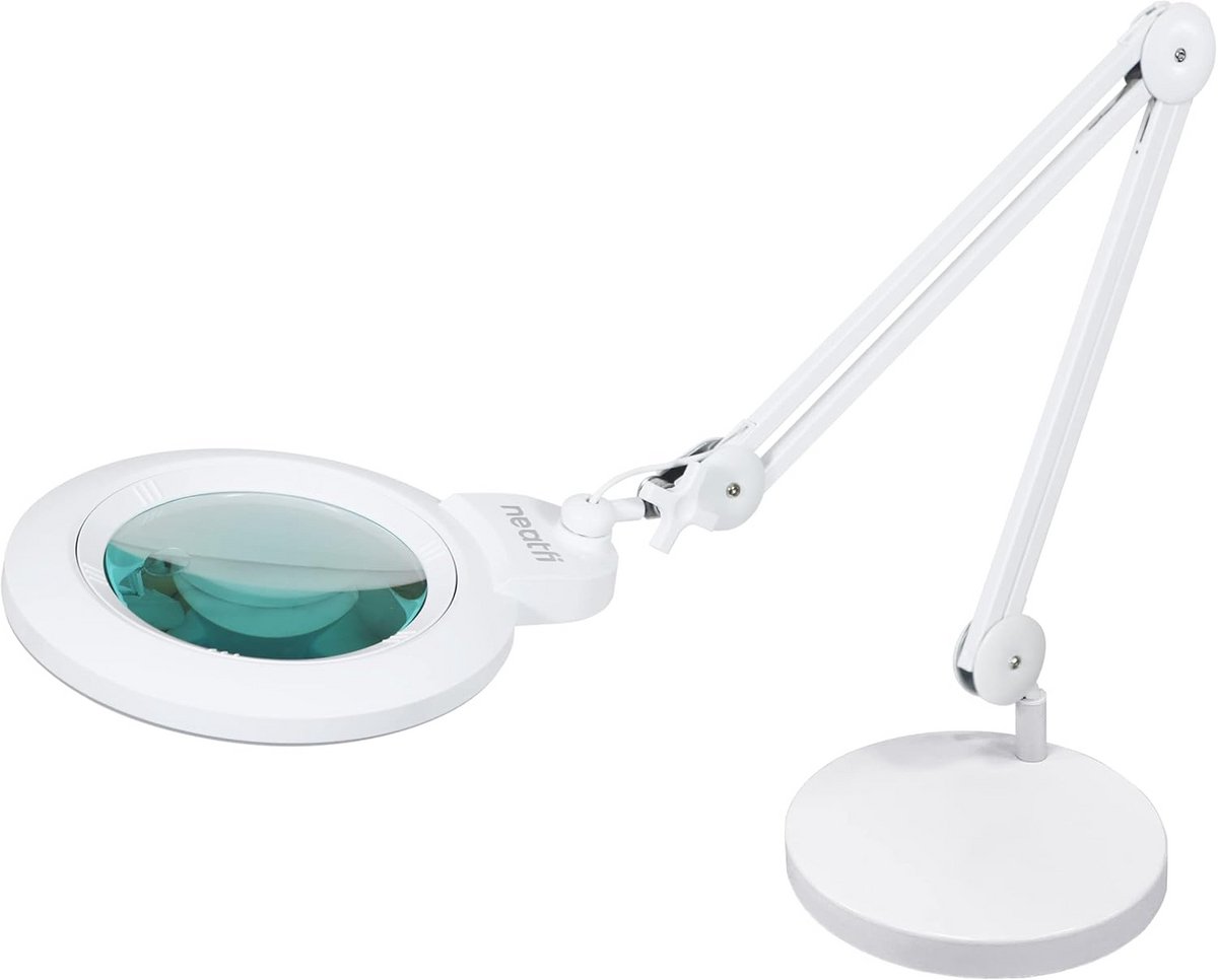 Vergrootglazen Lamp LED 1600 Lumen met Dubbele Lens, USB en Voetschakelaar - Handenvrij en Dimbaar