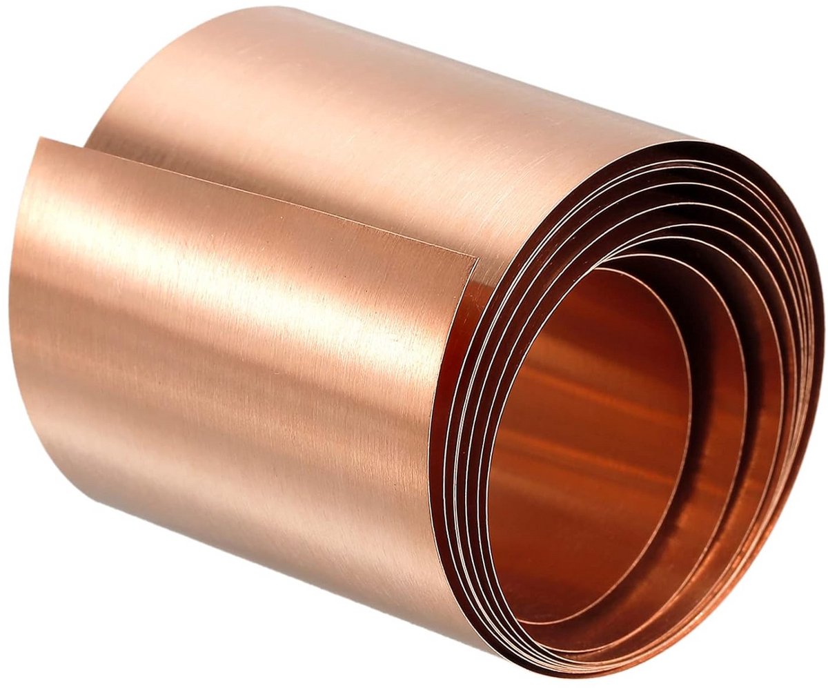 Koperplaat Rol 0,1 x 40 x 1000 mm Dun Metaal voor Ambachten en Reparaties