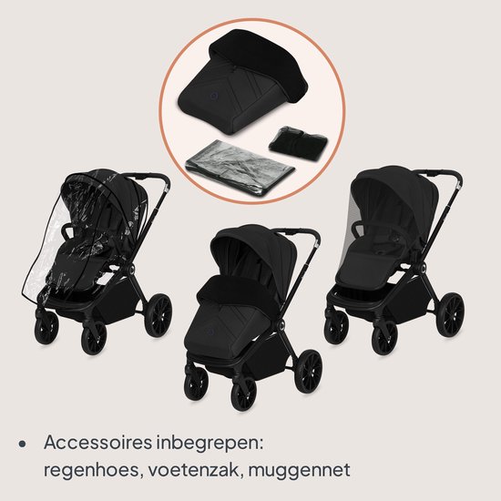 Lionelo Mika Plus - Kinderwagen 3in1 - XXL SET - incl. i-Size autostoel - Veelzijdig en jaarrond - Grote wielen - tot 22kg - Bediening met een hand - Voor alle soorten terrein - Accessoireset van LIONELO — afbeelding 5