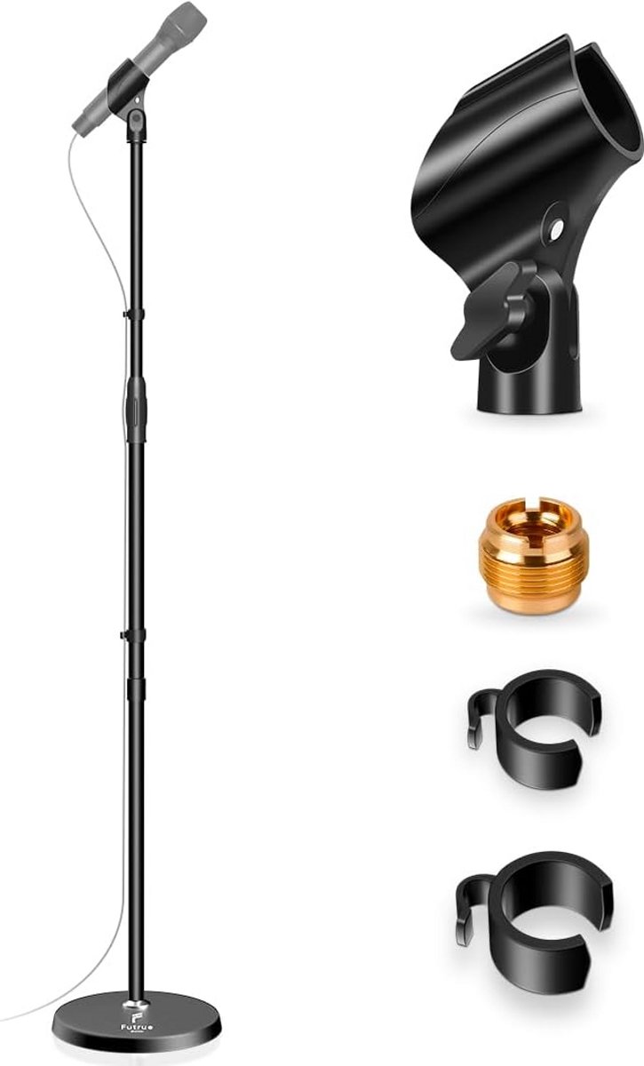 Microfoonstandaard - Vloerstandaard Mic - Optredens Muziek - Verstelbaar 180° - 39-66 inch - Zwart