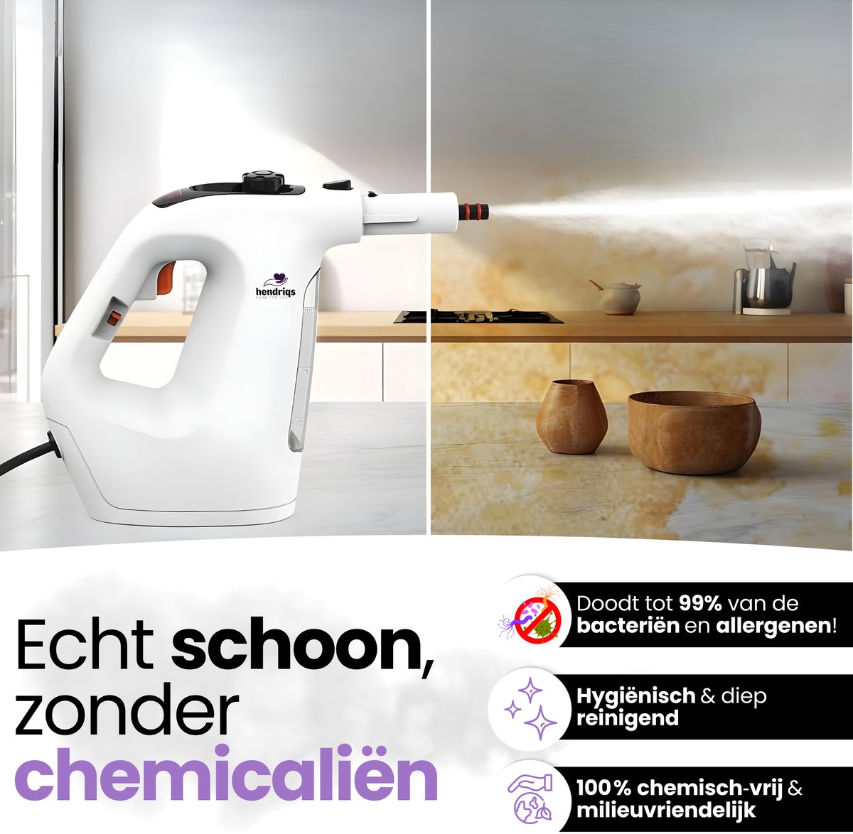 Hendriqs 2-in-1 Stoomreiniger 1500W 105°C voor Vloeren & Ramen thumbnail 5