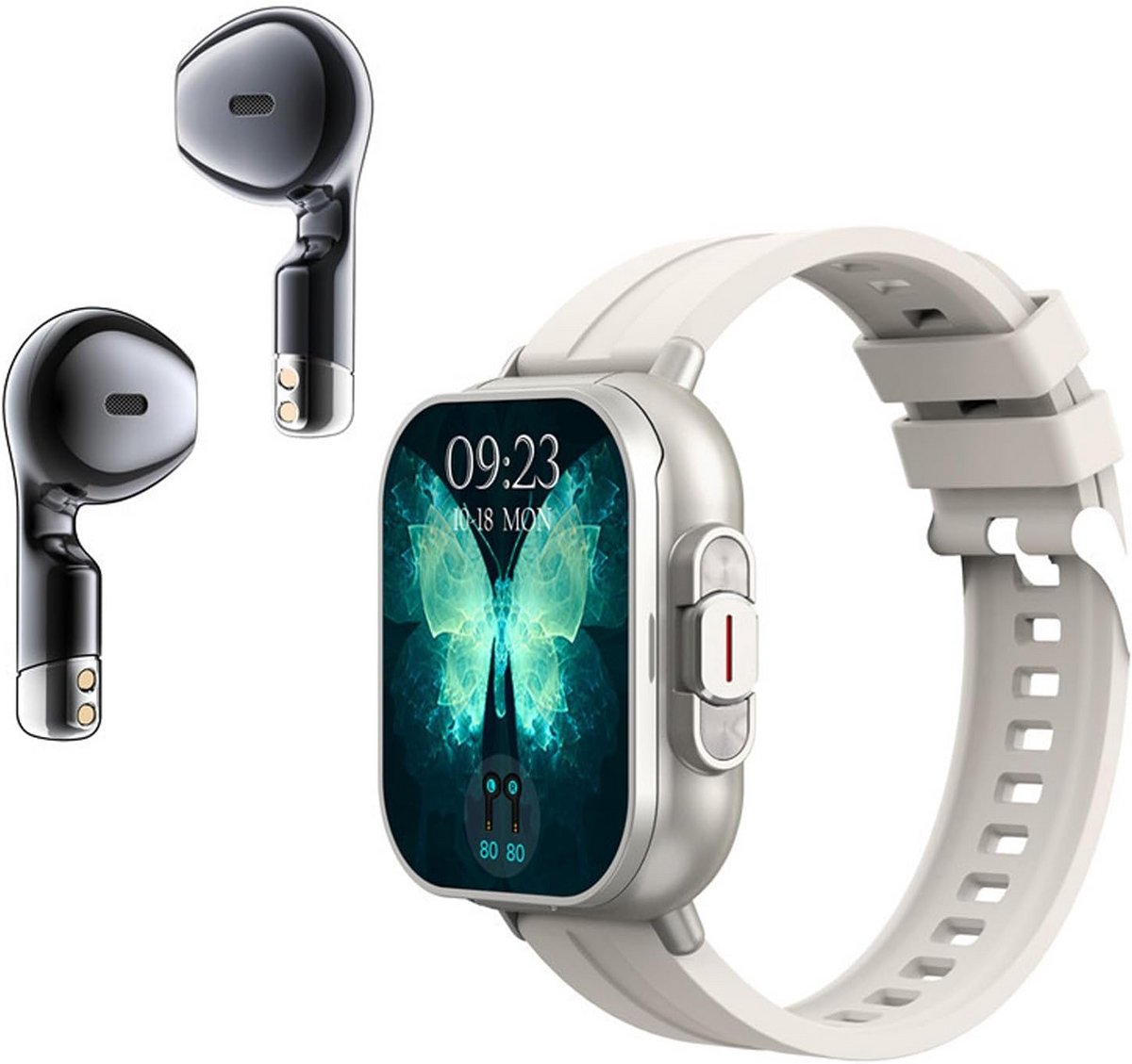 2-in-1 Smartwatch met Ingebouwde Draadloze Oordopjes en HD Scherm