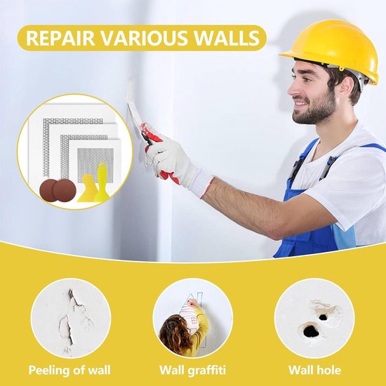 12x Aluminium Gaas Reparatiepatches voor Gipsplaat - Zelfklevende Set voor Muur- en Plafondgaten — afbeelding 2