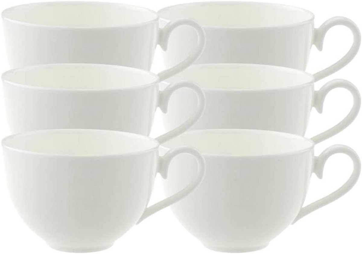 Set van 6 Porseleinen Koffiekopjes Wit - Tijdloos Design