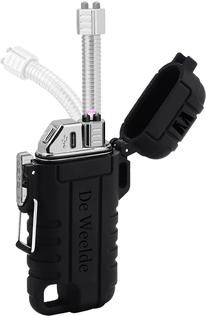 Elektrische aansteker USB C oplaadbaar - stormaansteker - plasma aansteker, uitschuifbare en flexibel - duurzame aanstekers met batterij indicator
