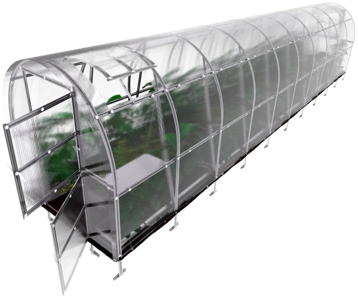 Klasika Polycarbonaat tuinkas 2x10m 20m² + automatisch dakraam Slim