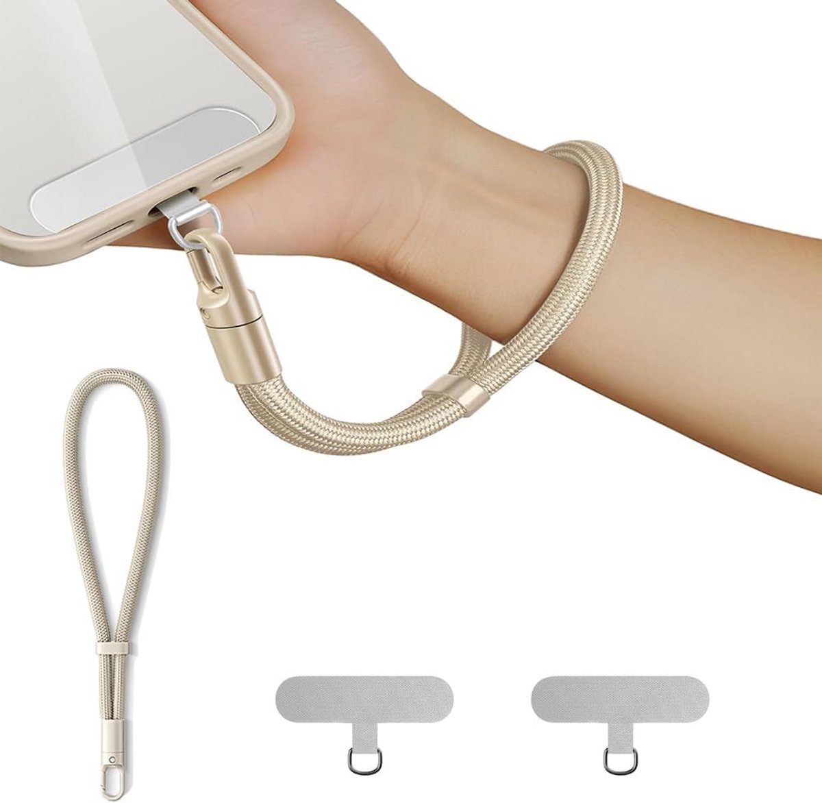 Universele Telefoonkoord met Polsband en Montageplaatjes voor Smartphones