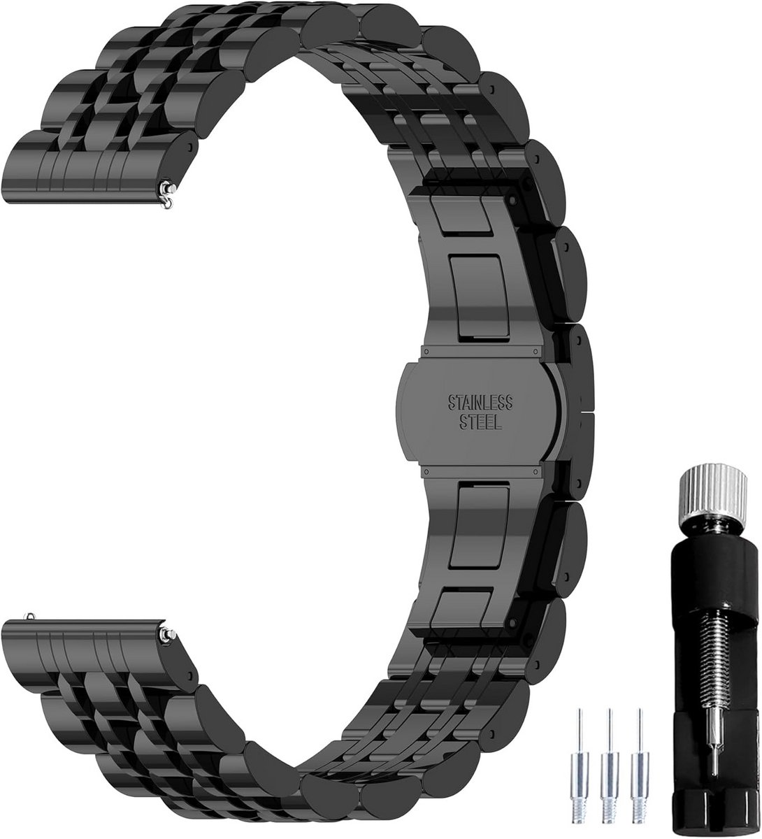 Universele RVS Horlogeband Quick Release | 12mm t-m 22mm | Zilver, Zwart, Goud | Voor Heren Dames