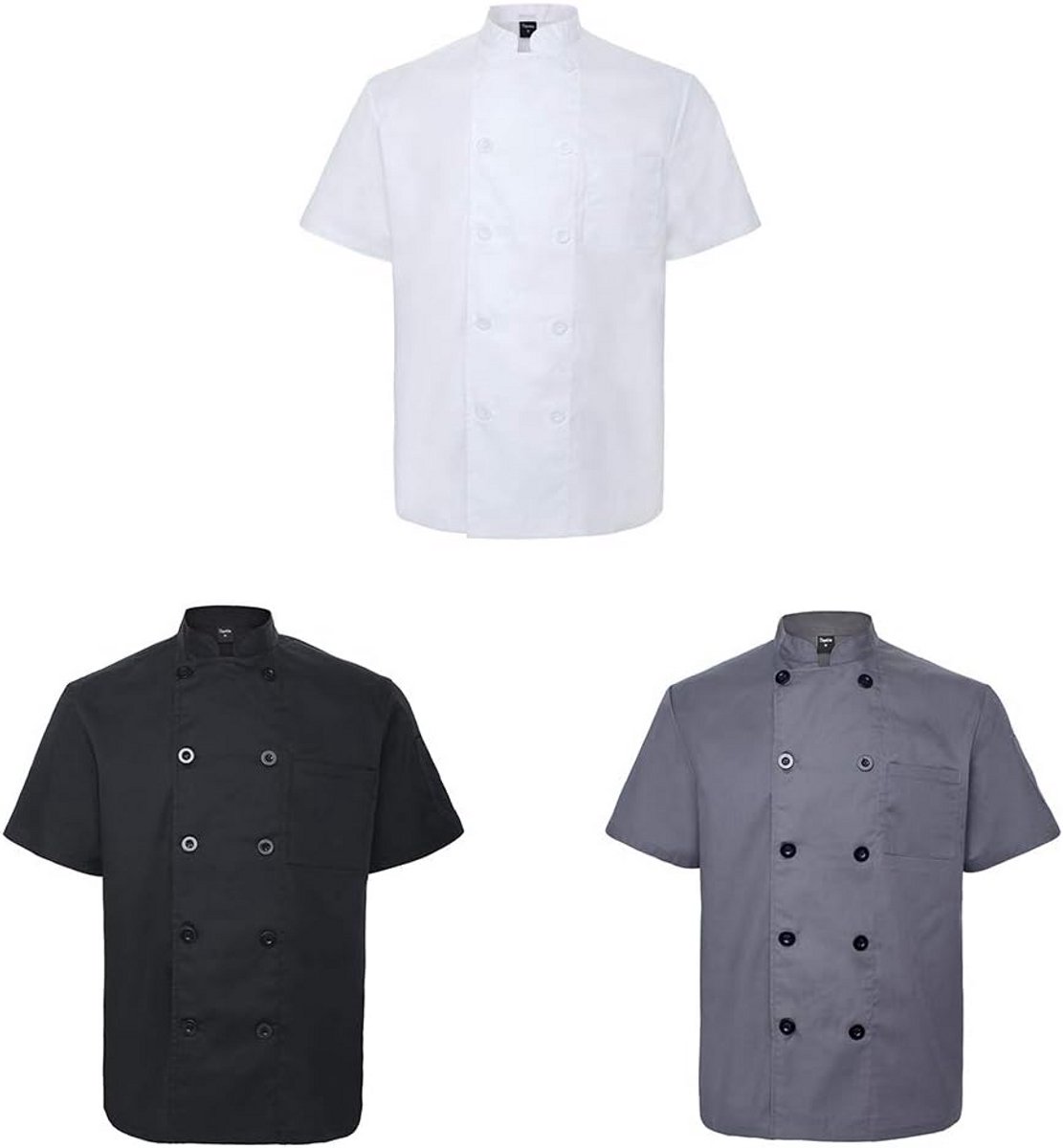 3-Pack Koksshirt Koksbuis Korte Mouw Unisex Professionele Kleding