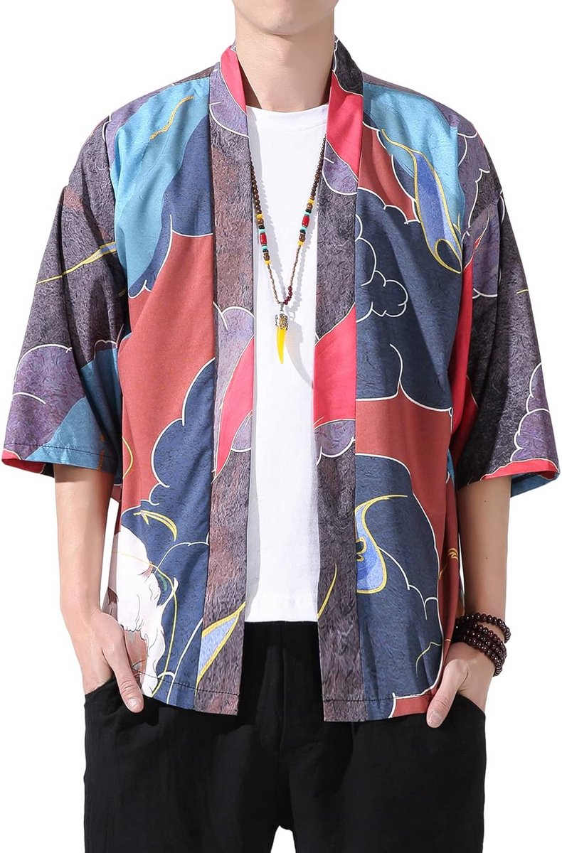 Japanse Stijl Kimono Vest voor Heren Losse Pasvorm Linnen Look Lente Zomer Jas