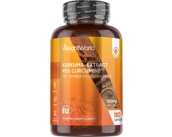 WeightWorld Curcumine capsules - Kurkuma-extract met 95% Curcumine - Met Zwarte Peper en Gember - 180 capsules voor 6 maanden - Gemaakt in de EU