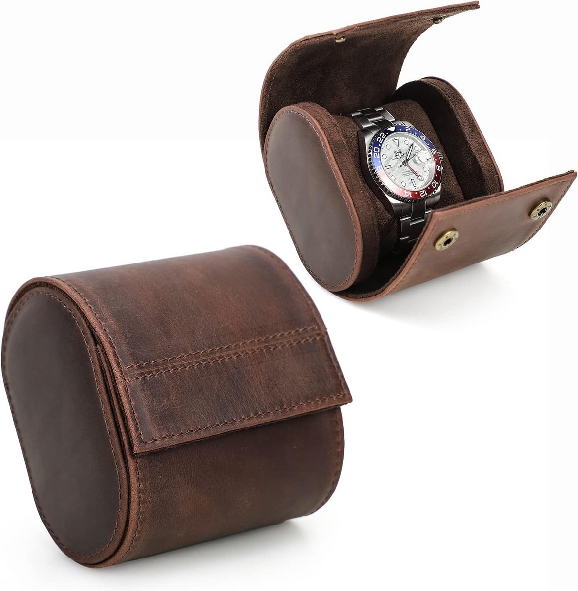 Leren Reis Horloge Etui Rol voor Heren en Dames - Draagbare Horloge Organizer