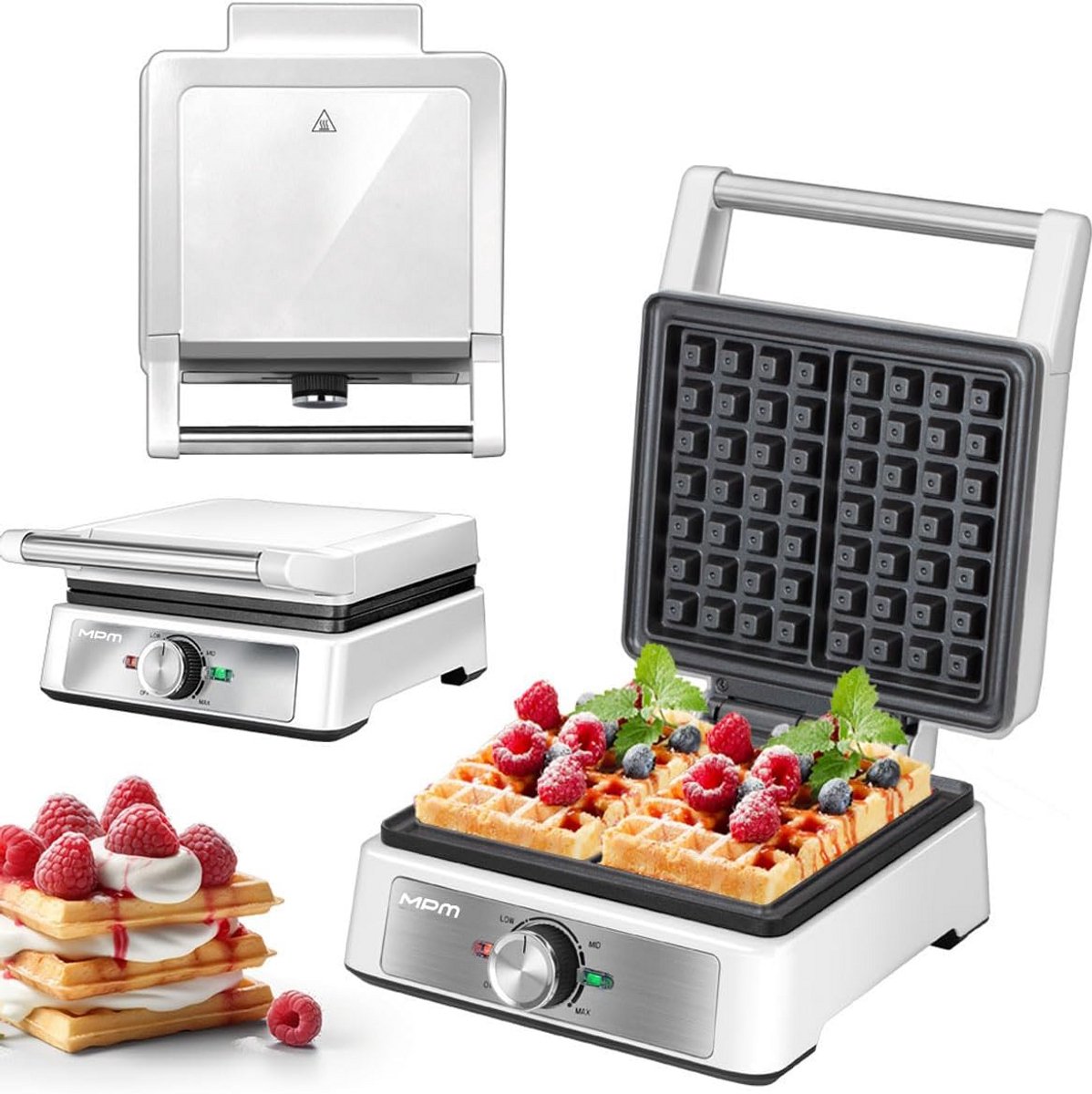 Elektrisch Wafelijzer - Dikke Belgische Wafels met Vierkante Platen - 1600W