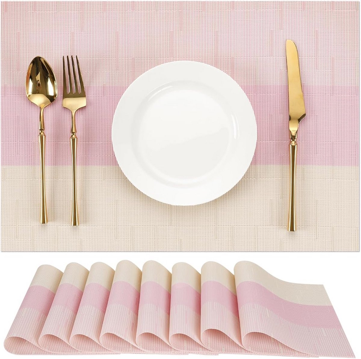 Set van 8 Wasbare PVC Placemats voor Keukentafel en Restaurant - Hittebestendig