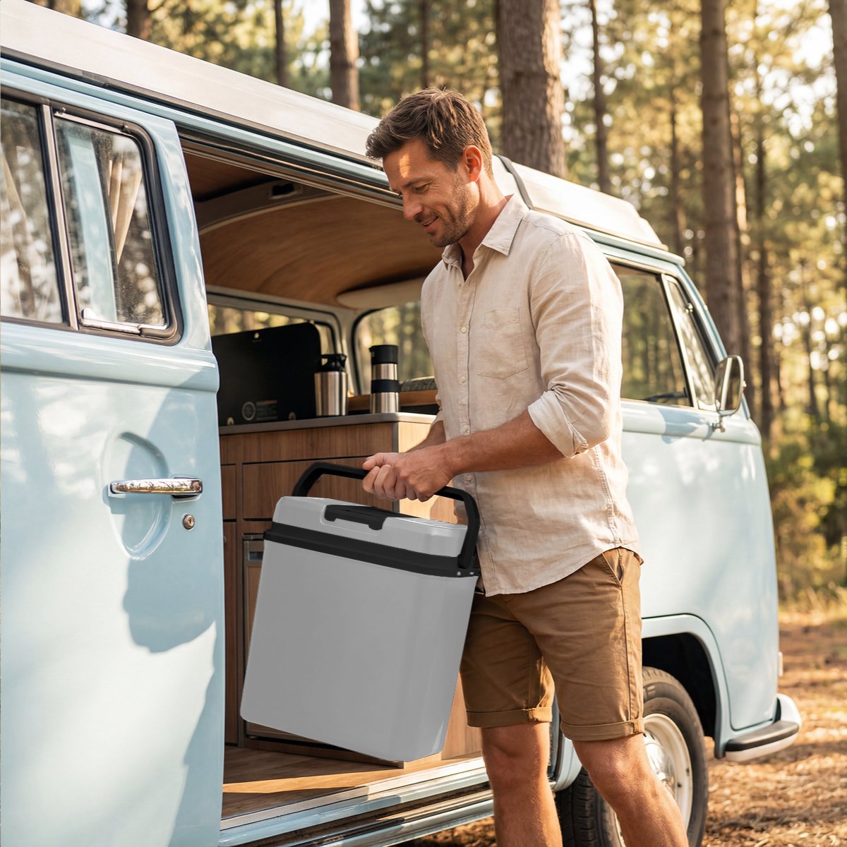 Auronic Koelbox Elektrisch 12V en 230 volt - 20L - Camping Koelkast - Auto - Koelen en Verwarmen - Frigobox - Lichtgrijs – foto 4