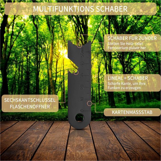 Florixa®Brandblusset - Firesteel - Vuurmaker - Zwart - 12cm x 3cm x 2cm van Merkloos — afbeelding 4