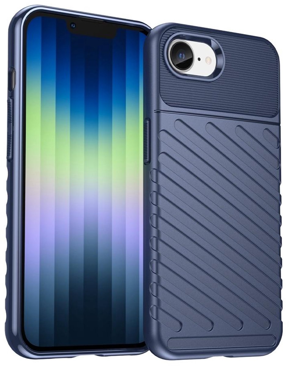 Mobigear Hoesje geschikt voor Apple iPhone 17e Telefoonhoesje Flexibel TPU | Mobigear Groove Backcover | iPhone 17e Case | Back Cover - Blauw