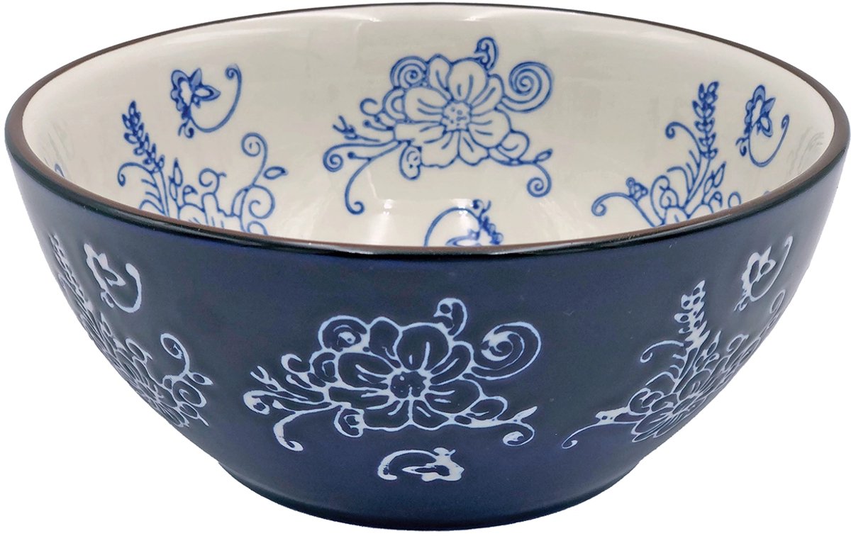 Lavandoux - Poké Bowl - Soepkom - Floral Lace Blue - Ø17cm - Set van 2