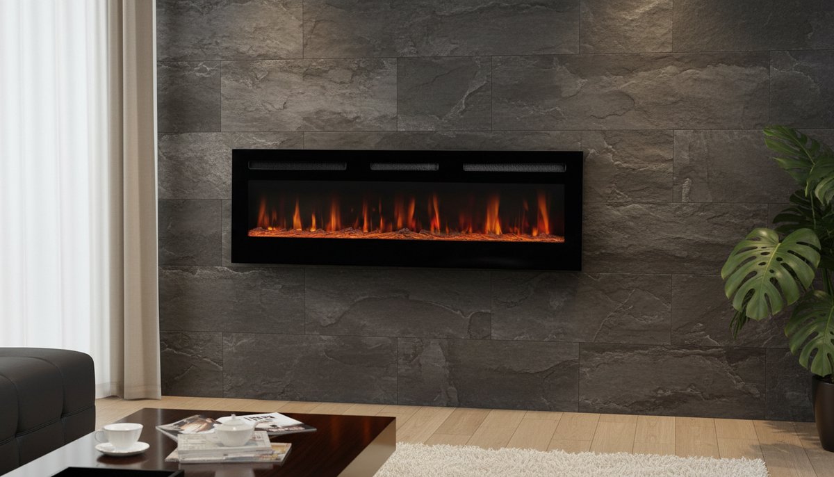 Elektrische Haard 60 Inch Wand & Inbouw – Casa Velluto Marlon Ultra 3-in-1 Sfeerhaard met Verwarming – 12 LED Vlamkleuren – 3D Vlameffect – Afstandsbediening – Zwart – 152 cm