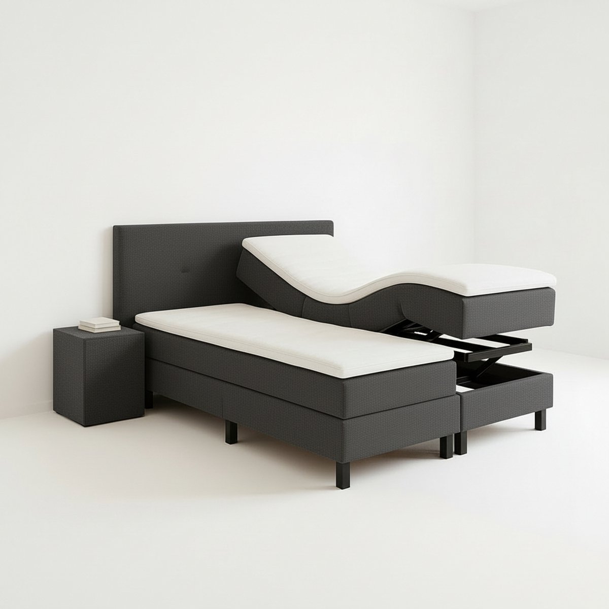 Boxspring VitaLift – Hoog-Laag Bed 2-Persoons Elektrisch Verstelbaar 140x210 cm – Verzorgingsbed / Seniorenbed – Antraciet