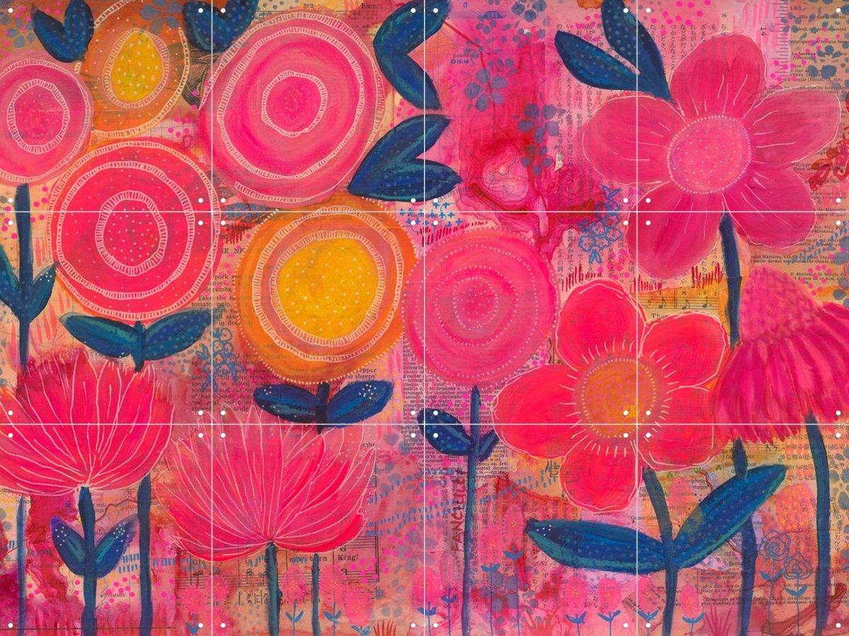 IXXI Ruby, Yvette Fanciulli - 80 x 60 cm - Gratis ophangtool - Grote wanddecoratie en posters - Kleurrijk, Bloemen