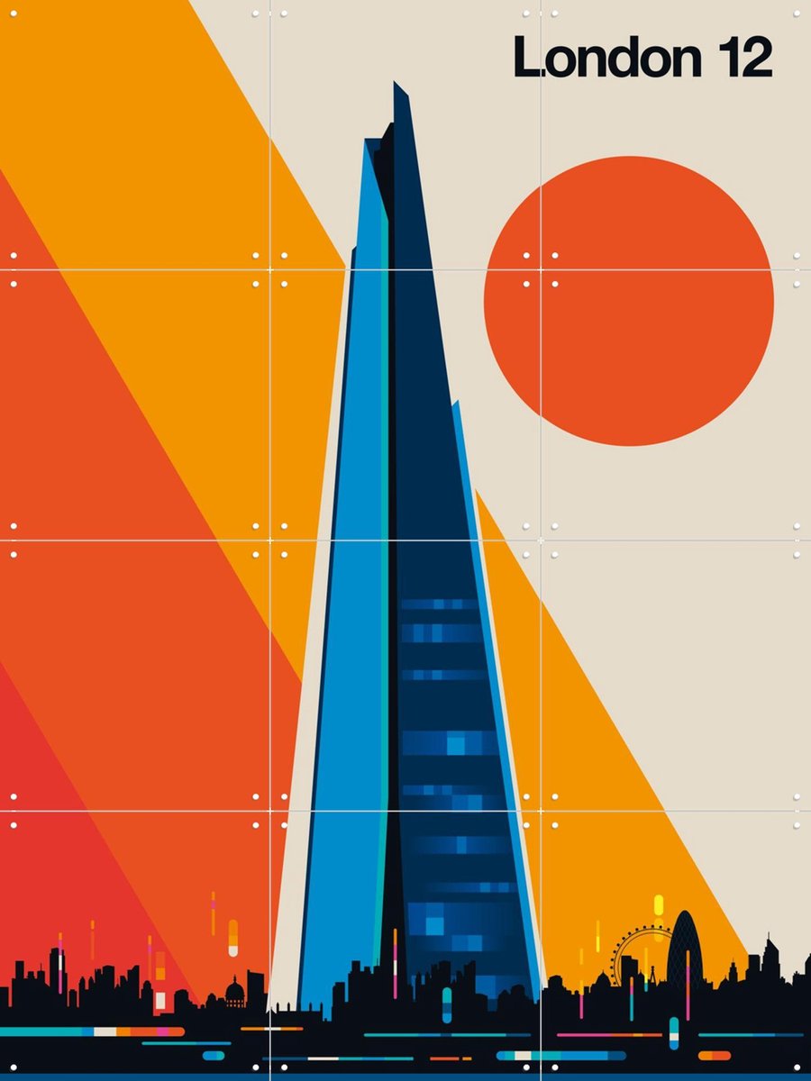 IXXI London 12, Bo Lundberg - 60 x 80 cm - Gratis ophangtool - Grote wanddecoratie en posters - Geometrische Kunst, Digitale Kunst, Grafisch Ontwerp