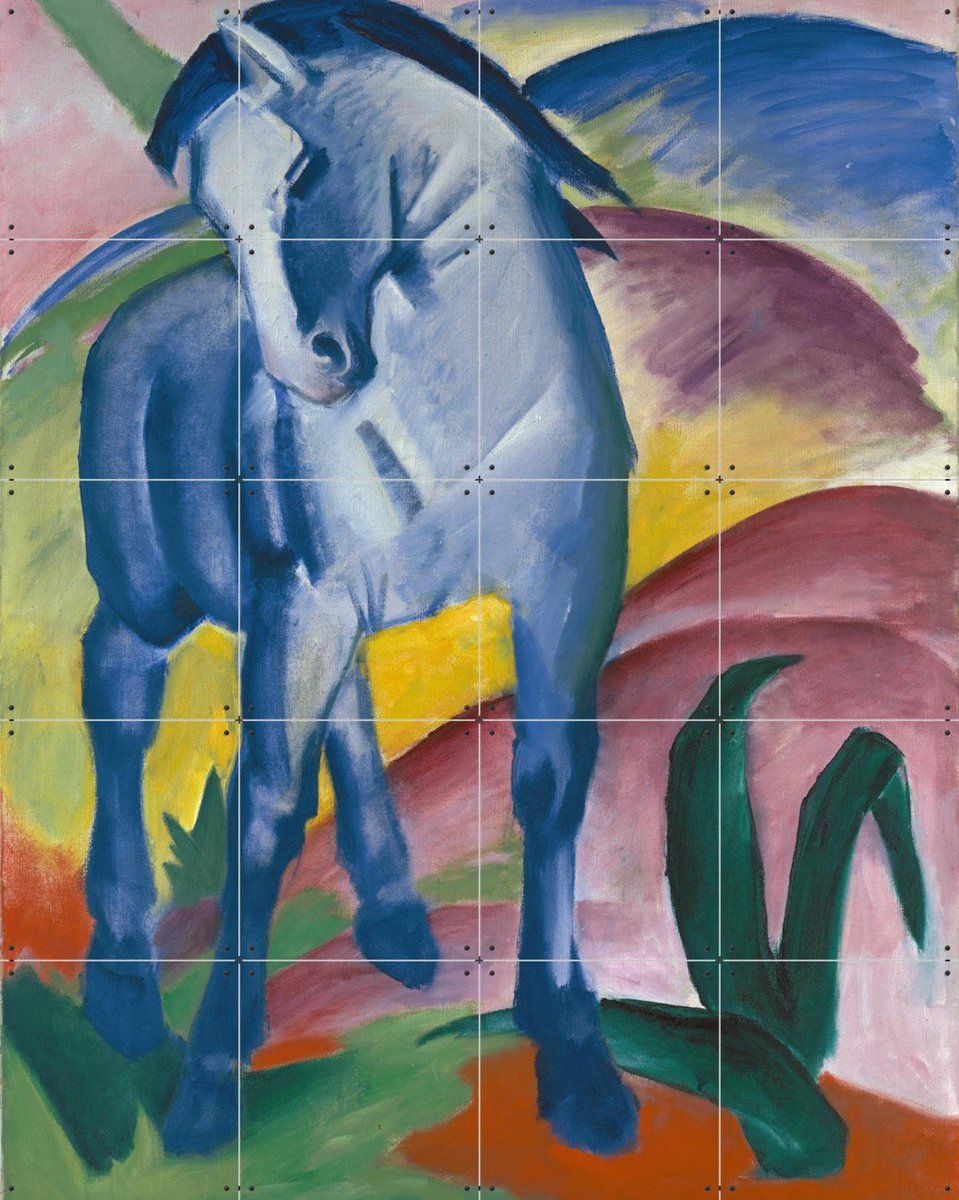 IXXI Blue Horse 1911, Franz Marc & Bridgeman Images - 80 x 100 cm - Gratis ophangtool - Grote wanddecoratie en posters - Kleurrijk, Abstract