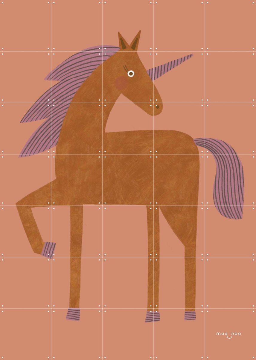 IXXI Unicorn, Maa-noo - 100 x 140 cm - Gratis ophangtool - Grote wanddecoratie en posters - Cartoonesk, Speels, Illustraties, Kinderkamer, Fantasie