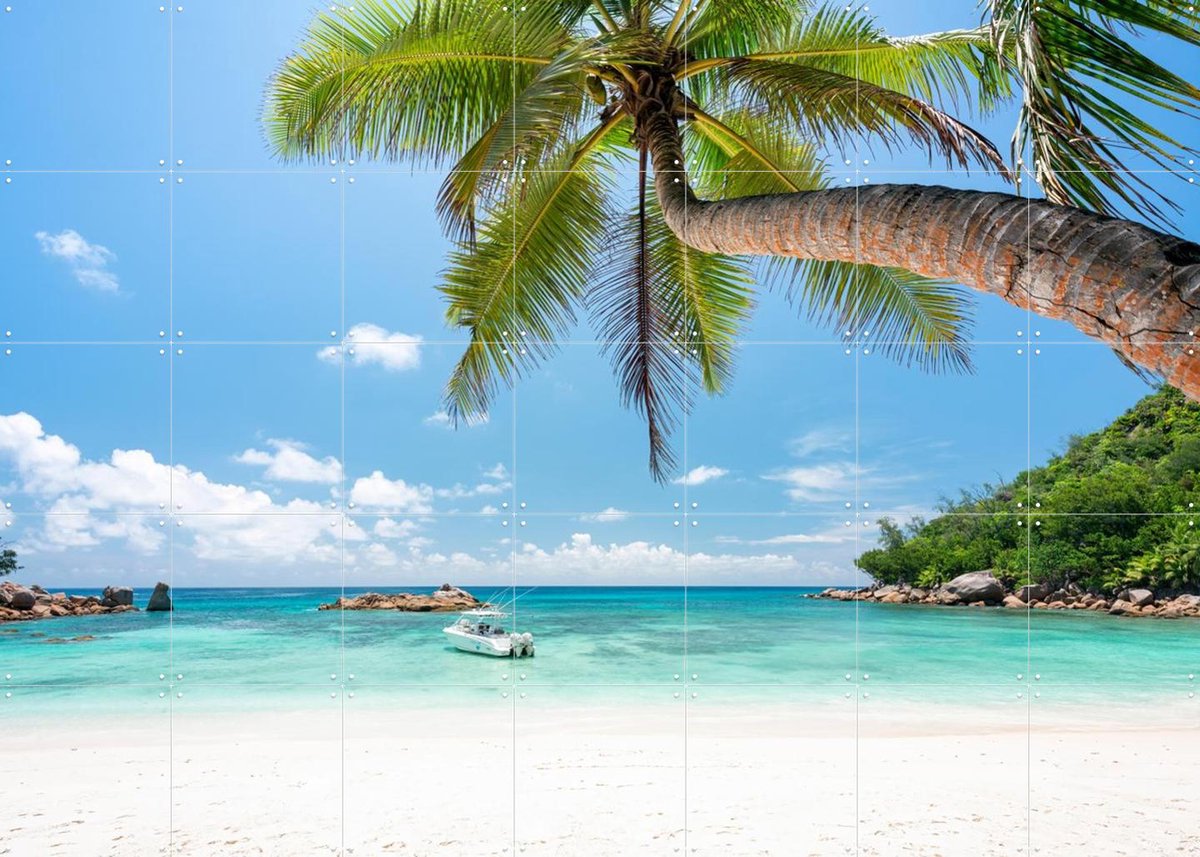 IXXI Petite Anse Kerlan Beach - Seychelles, Jan Becke - 140 x 100 cm - Gratis ophangtool - Grote wanddecoratie en posters - Kleurrijk, Fotografie,