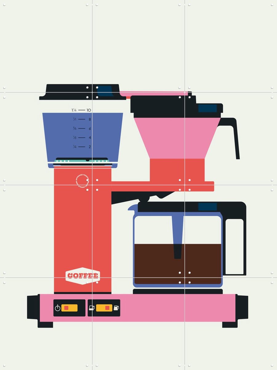 IXXI Pastel Coffee, Bo Lundberg - 60 x 80 cm - Gratis ophangtool - Grote wanddecoratie en posters - Vintage, Grafisch Ontwerp, Illustraties, Speels