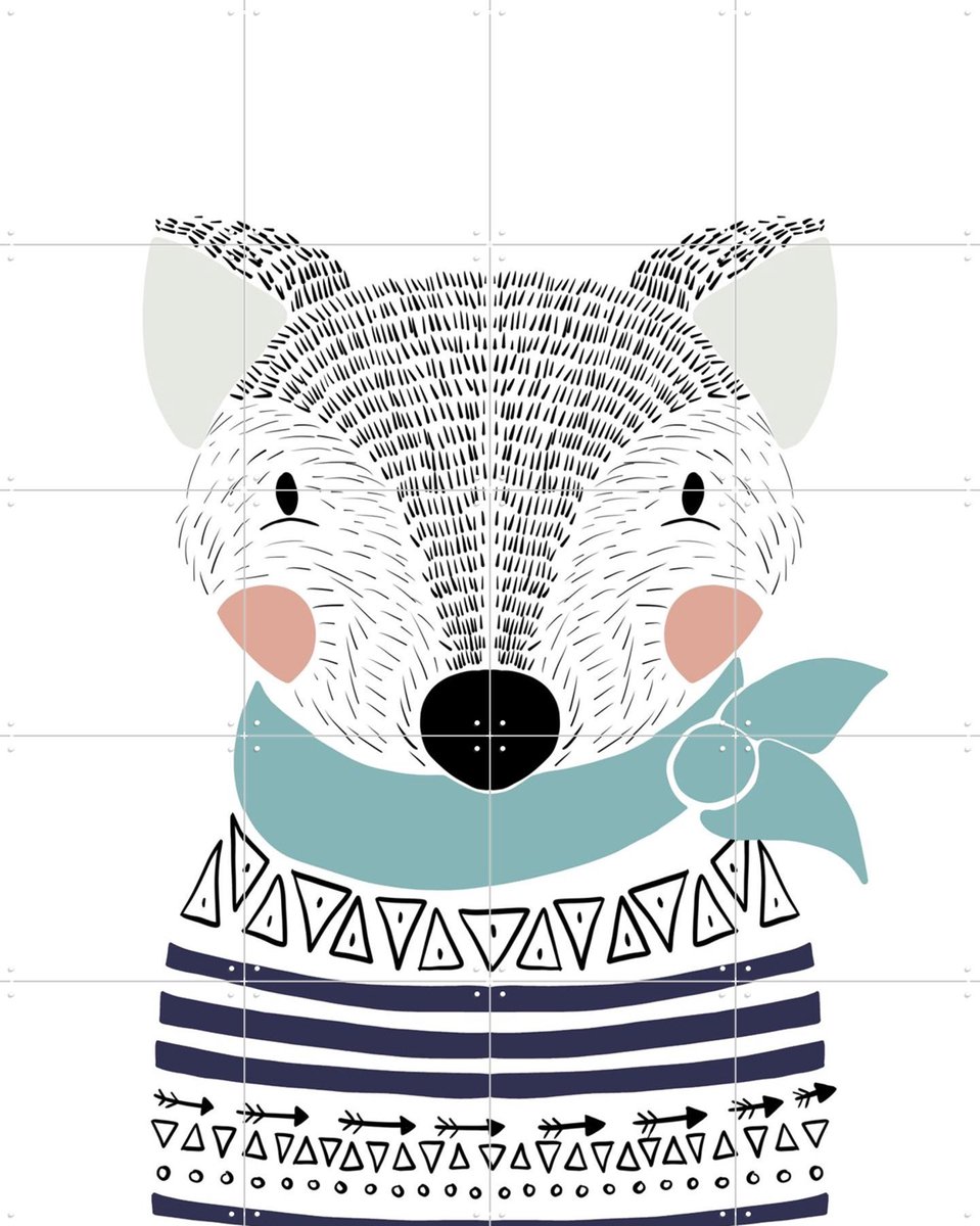 IXXI Little Scandinavian Fox, BAINAI - 80 x 100 cm - Gratis ophangtool - Grote wanddecoratie en posters Babykamer, Kinderkamer, Kinderen