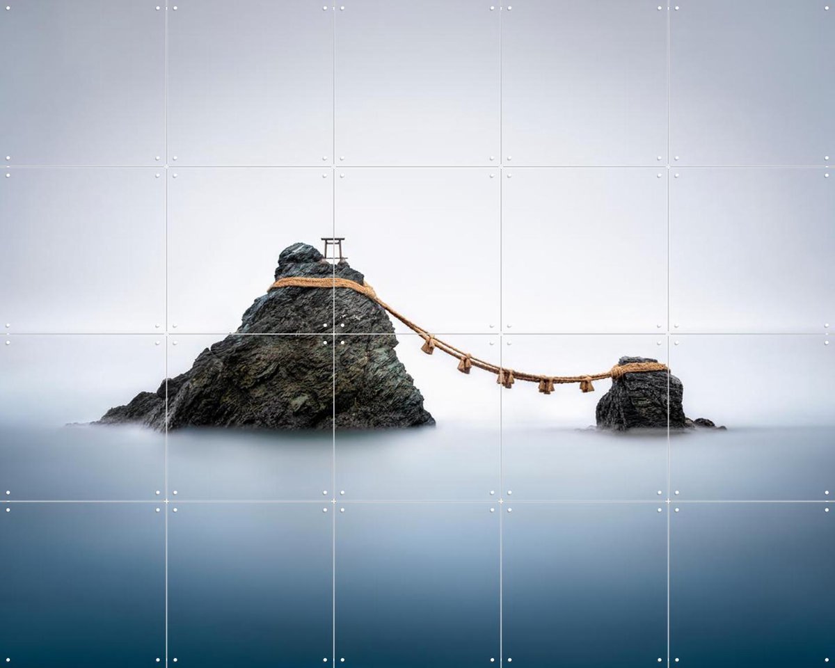 IXXI Meoto Iwa Wedded Rocks, Jan Becke - 100 x 80 cm - Gratis ophangtool - Grote wanddecoratie en posters - Fotografie, Minimalisme, Slaapkamer