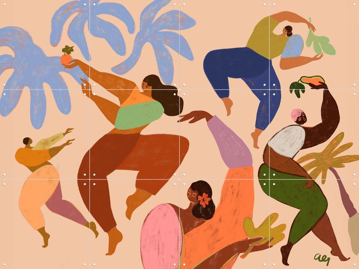 IXXI Dance Dance, Arty Guava - 80 x 60 cm - Gratis ophangtool - Grote wanddecoratie en posters - Kleurrijk, Grafisch Ontwerp, Illustraties, Woonkamer