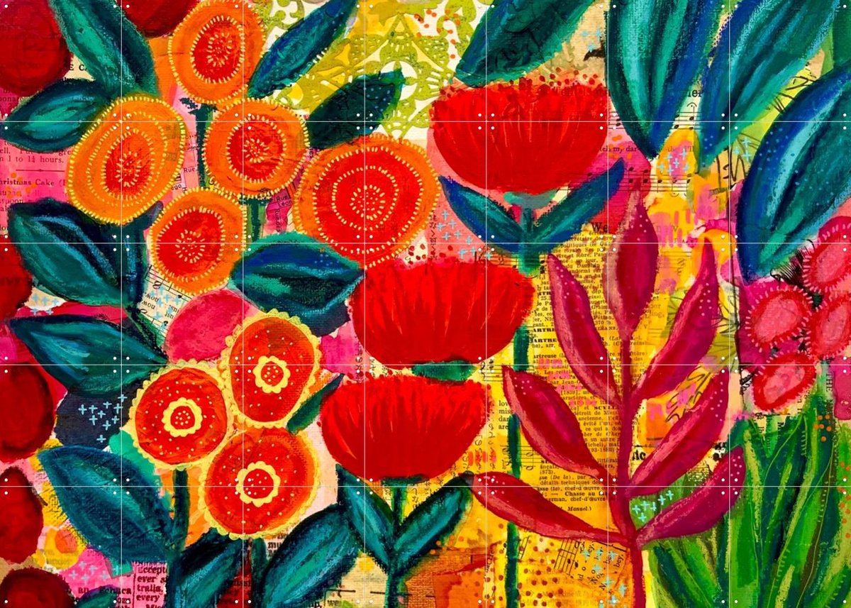 IXXI June, Yvette Fanciulli - 140 x 100 cm - Gratis ophangtool - Grote wanddecoratie en posters - Speels, Gemengde Technieken, Olieverf, Kleurrijk