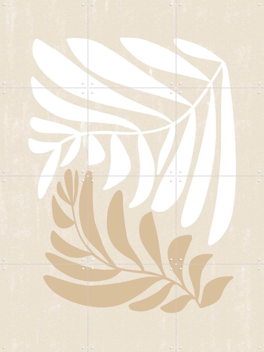 IXXI Modern Fern in Beige and White, Bohomadic Studio - 60 x 80 cm - Gratis ophangtool - Grote wanddecoratie en posters - Illustraties, Abstract,