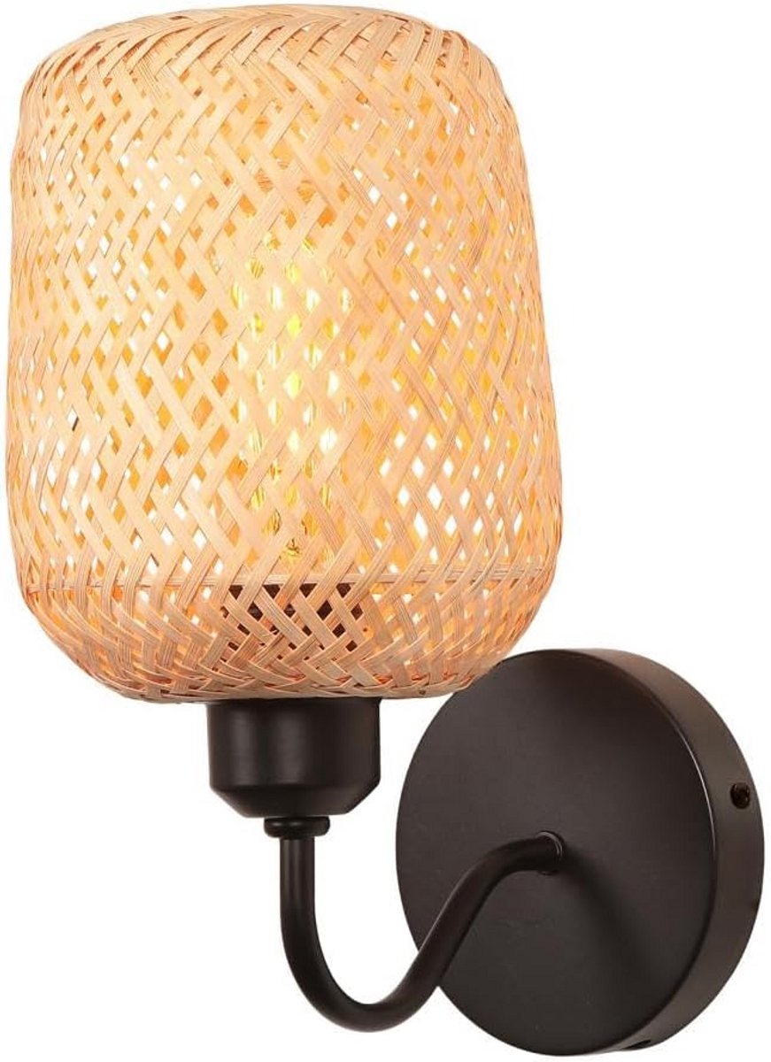 Handgeweven Bamboe Wandlamp Vintage Rotan Verlichting E27