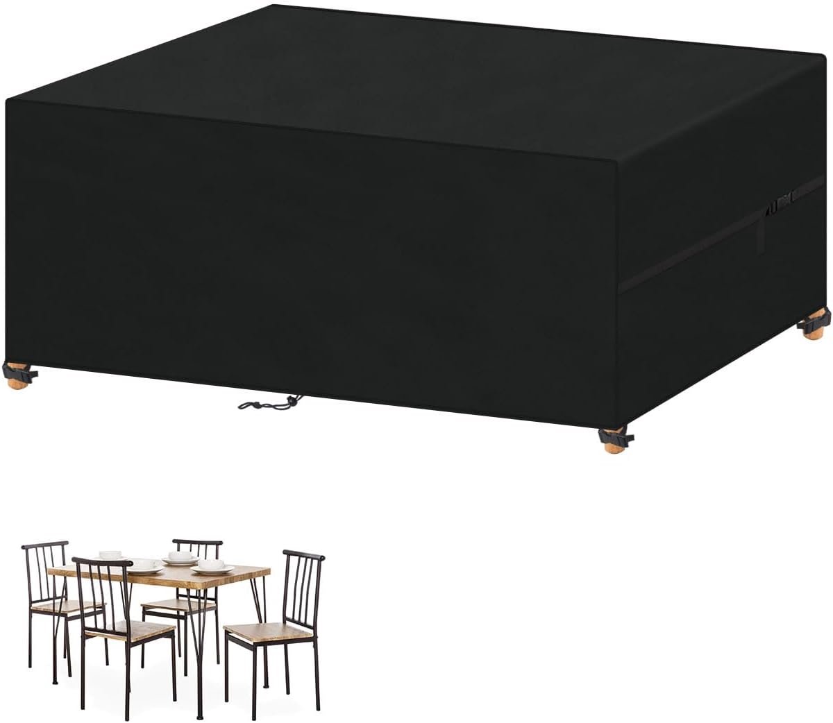 Famanu Tuinmeubelhoezen Waterdichte Tuinmeubelhoezen voor Buitentafelhoes voor Tuinmeubelhoes Tuinmeubelset Covers Anti-UV 420D Oxford Stof 130 x 80 x 70 cm Zwart
