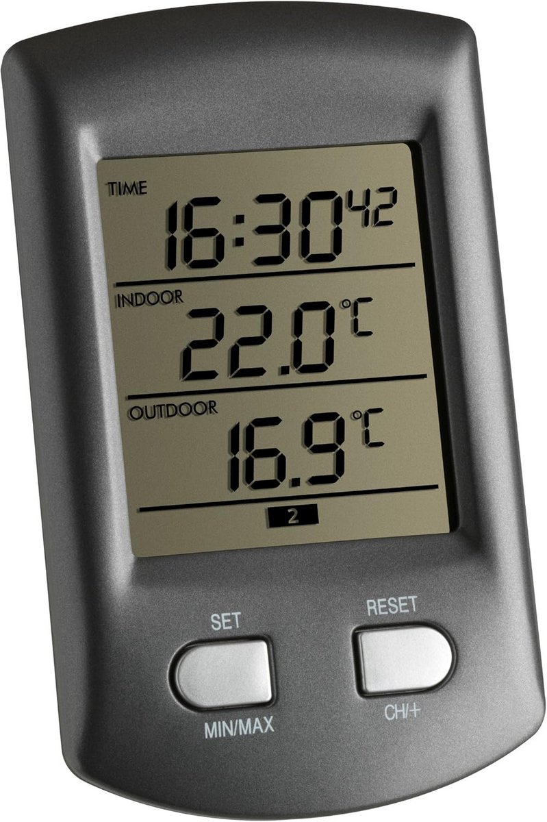 Draadloze Binnen en Buiten Thermometer met Tijd en Alarm