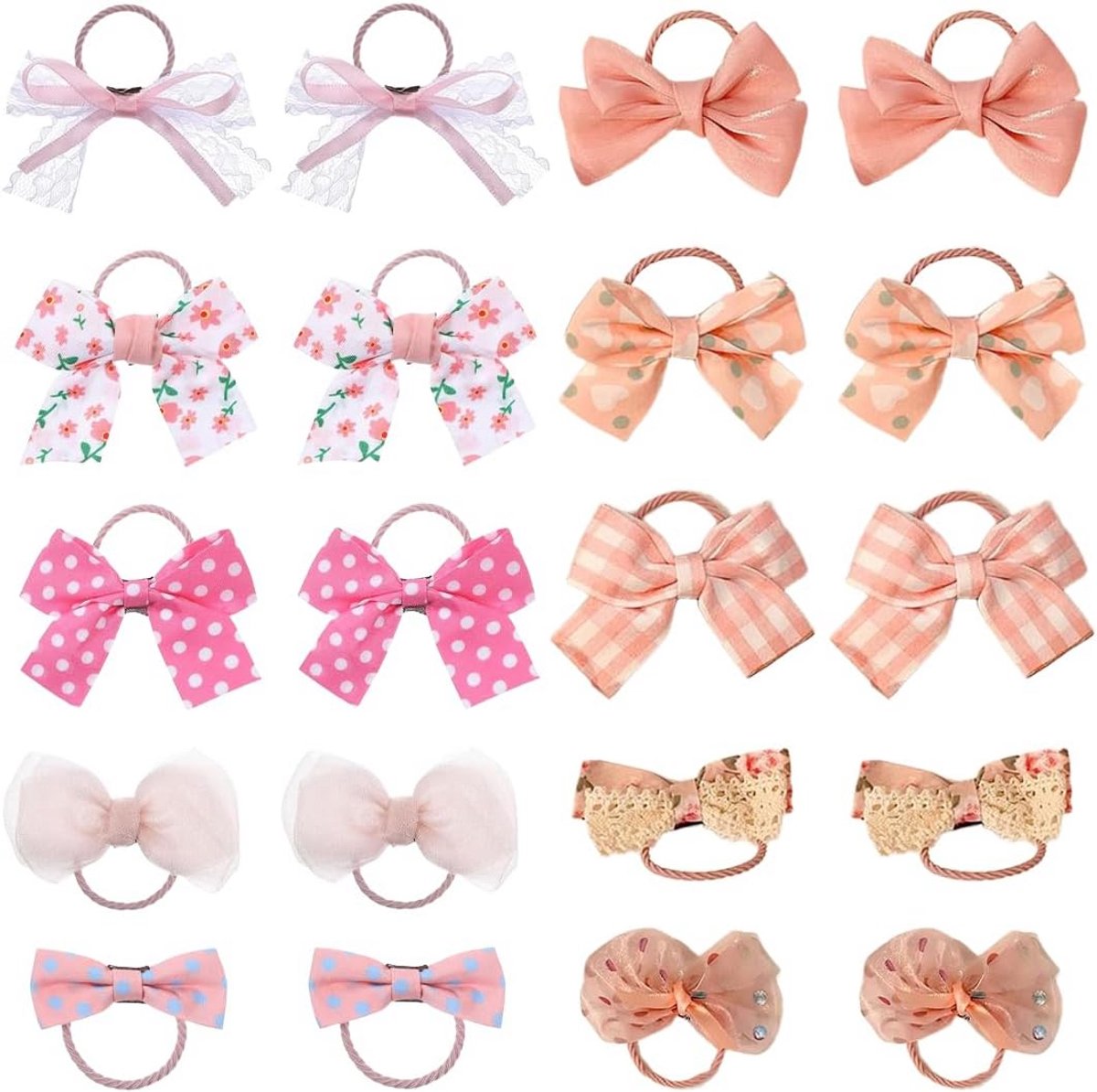 20 Stuks Kinder Haaraccessoires Set met Strikken, Clips en Elastiekjes