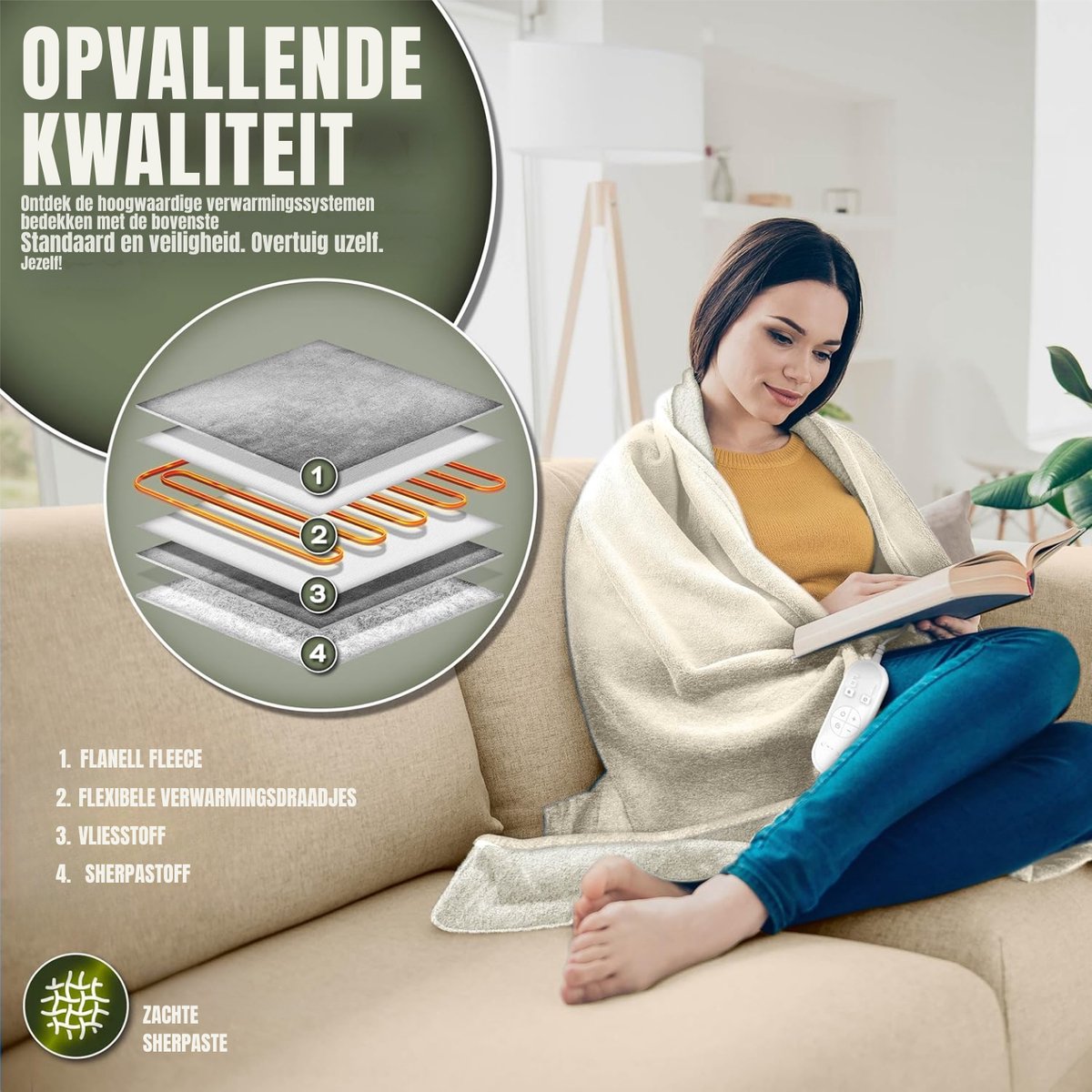 RWB® Elektrische Deken XXL - Elektrische Deken Extra Groot - Elektrische Deken thumbnail 6