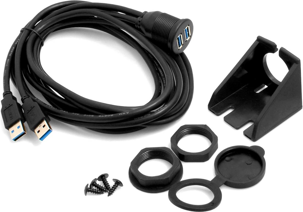 Inbouw USB 3.0 Dashboard Verlengkabel 2 Meter voor Auto, Boot en Motorfiets
