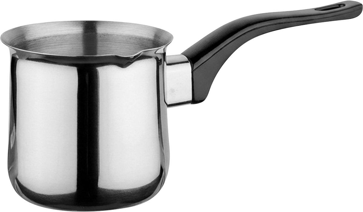 Cheffinger, Cafetière Turque 900ml avec Bec Verseur Intégré et Poignée Ergonomique, Zwart / Zilver